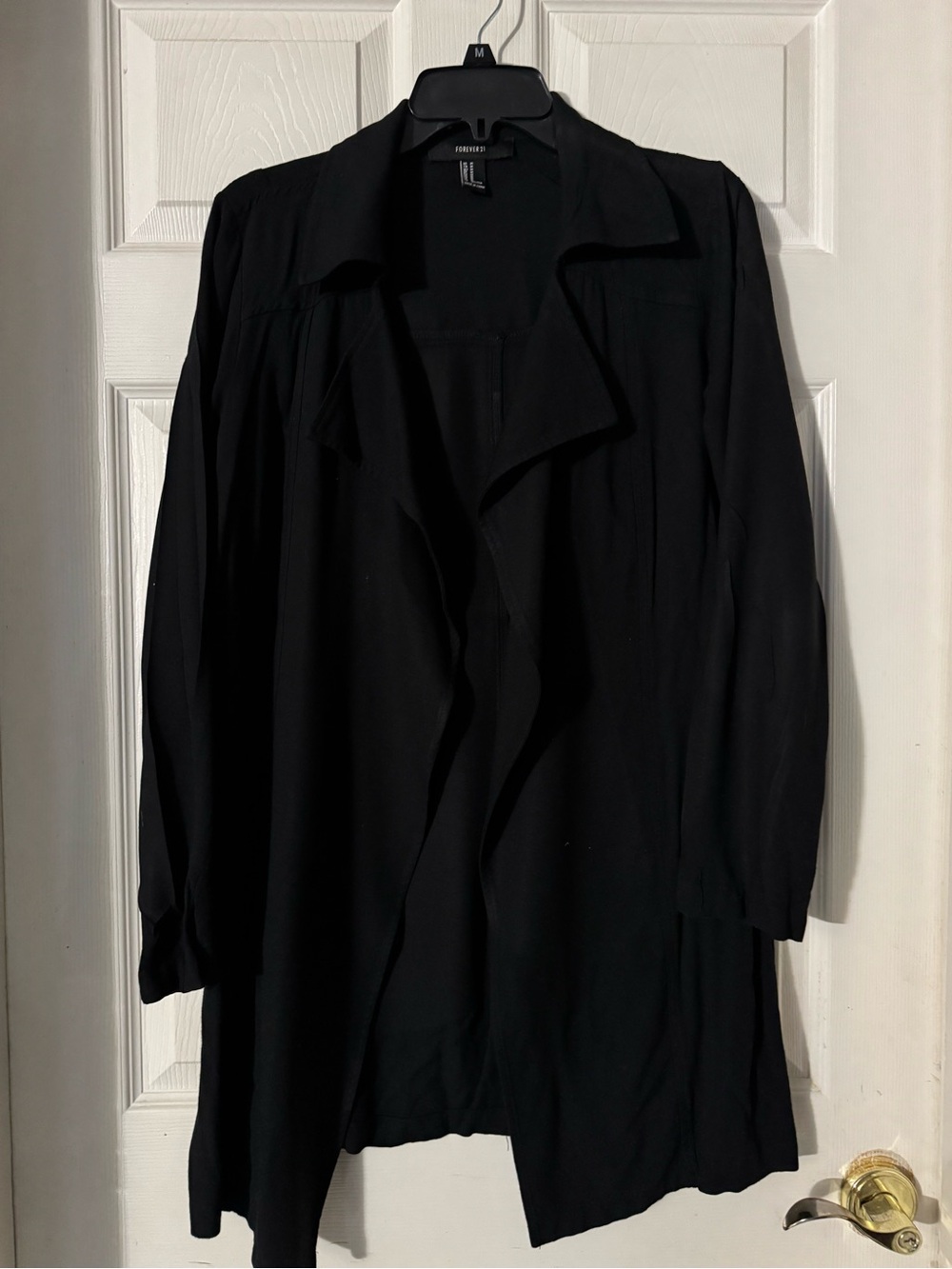 Forever 21 Black Draped Open-Front Women's Lightweight Coat | Cardigan